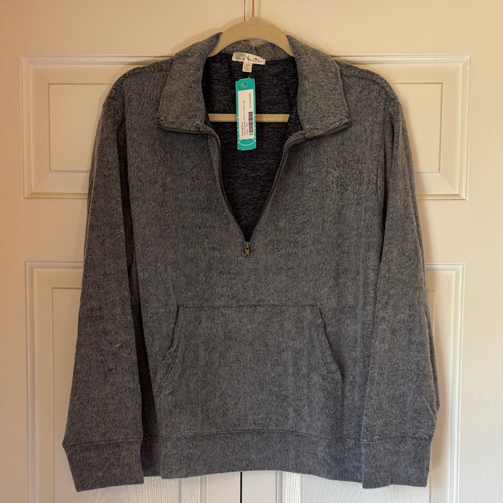 Nine Britton - Hana Quarter Zip Indigo Zip-Up Sweater